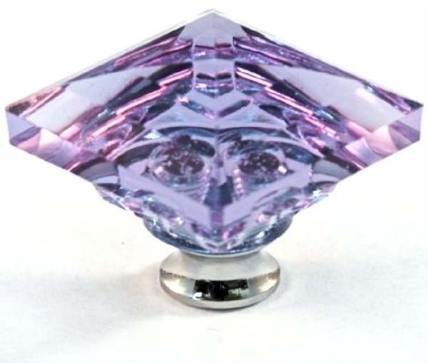 Cal Crystal Square Crystal Lavender Knob Solid Brass And