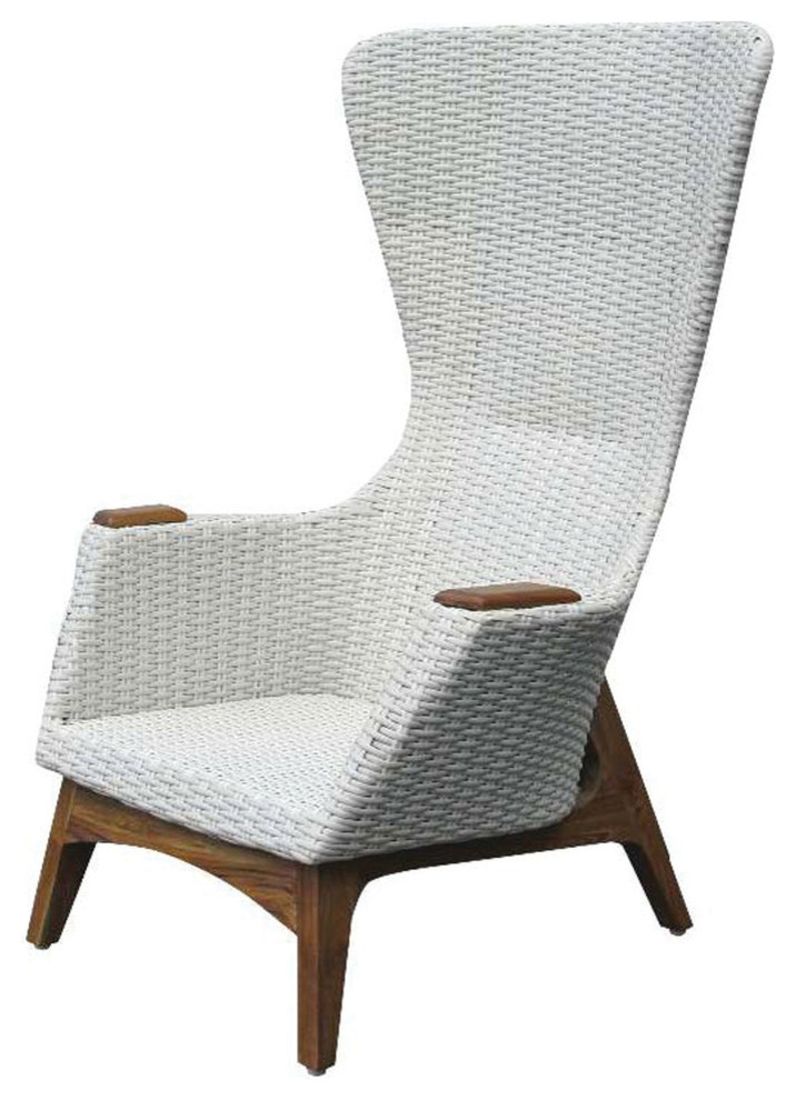 Harvey Wing Chair, Pure White, Navy
