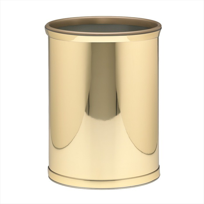Kraftware Mylar Brushed Brass Oval Wastebasket, Polished Brass