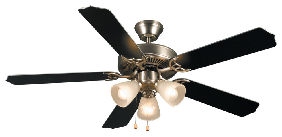 Satin Nickel 52" Ceiling Fan With Light Kit - Traditional ...