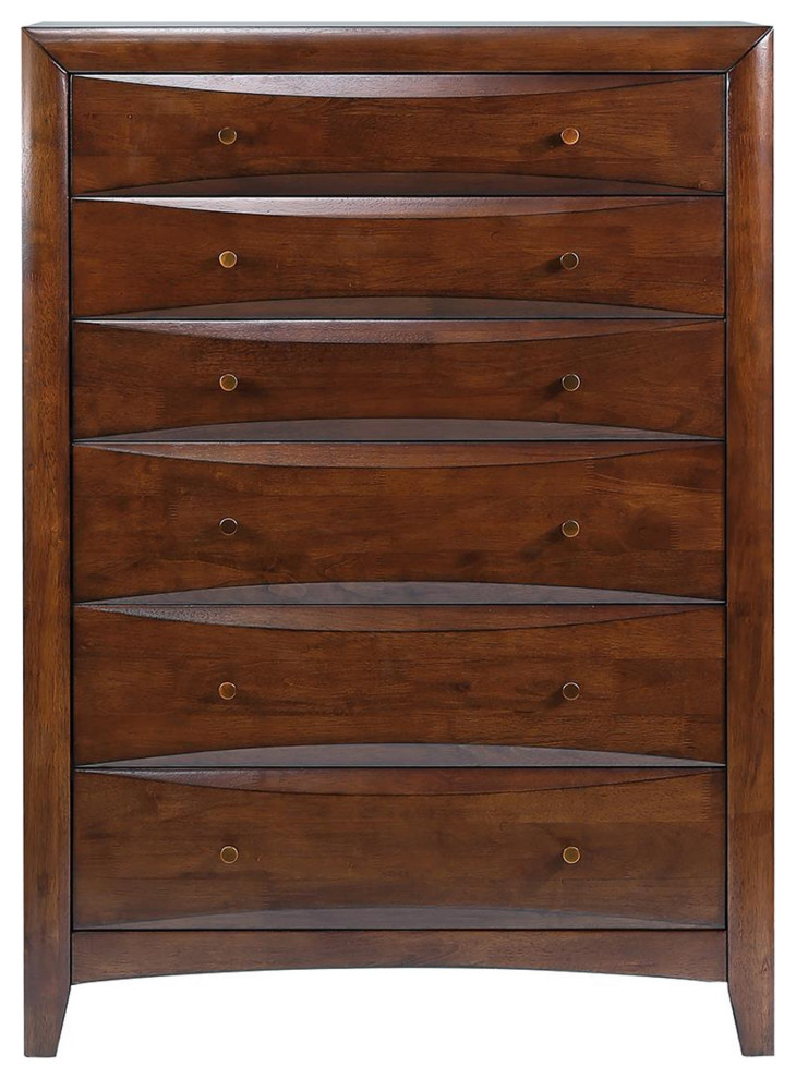 Vertical Dresser, 6 Storage Drawers With Double Brushed Nickel Knobs