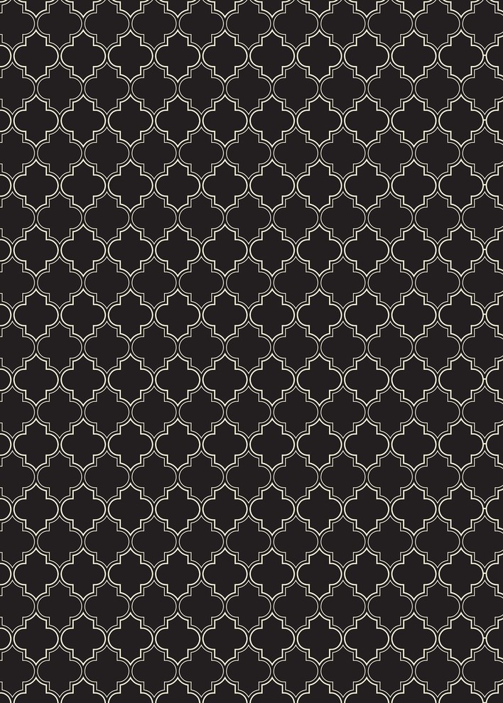 Quaterfoil Design Rug, 4'x6', Black and White