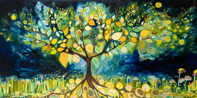 lemon tree landscape stretched canvas art by eli halpin
