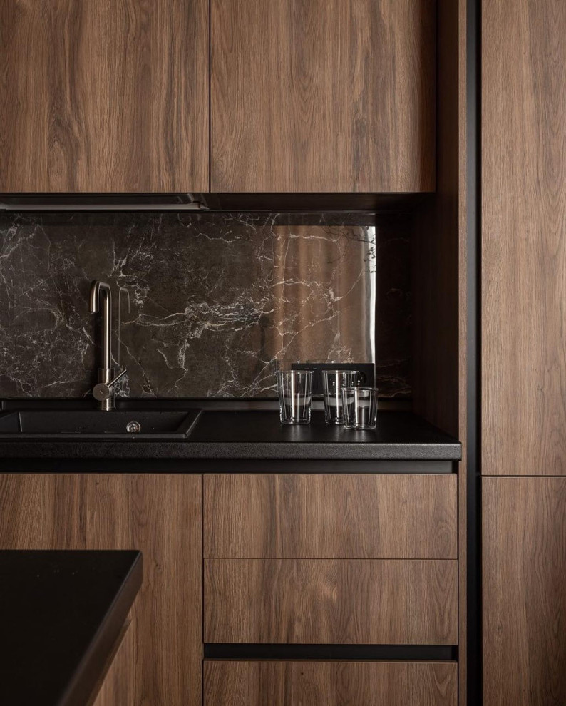 Интерьер квартиры-студии с карамельно-коричневой гаммой