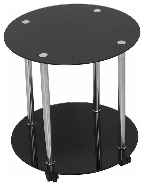Modern Round Side Table Tempered Gl With Lower Shelf And Modern Round Side Table Tempered Gl With Lower Shelf And Lockable Casters Tables End By Decor Love