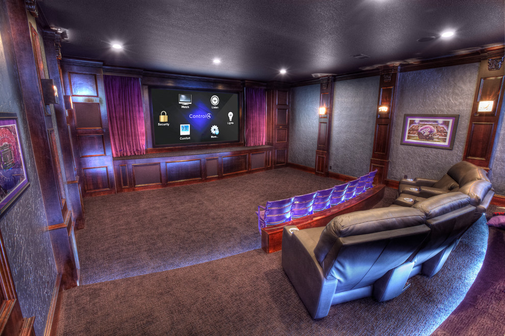 Elegant home theater photo in Dallas