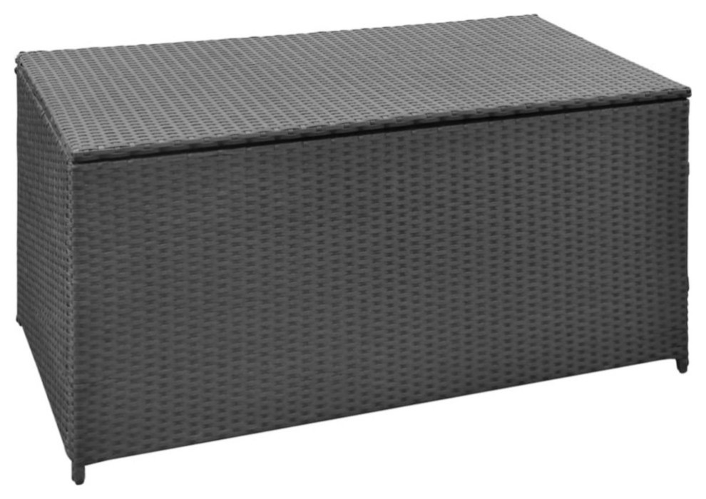 Vidaxl Garden Storage Box Black 47.2"x19.7"x23.6" Poly Rattan
