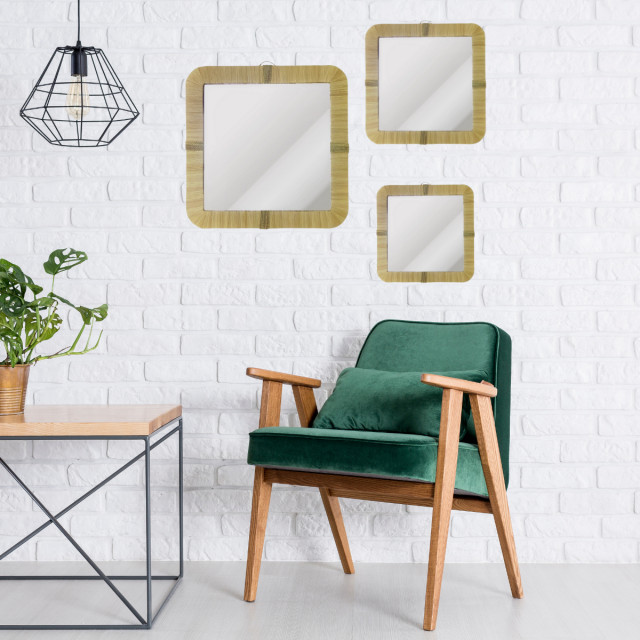 Handmade Moroccan Raffia Mirrors contemporain-salon
