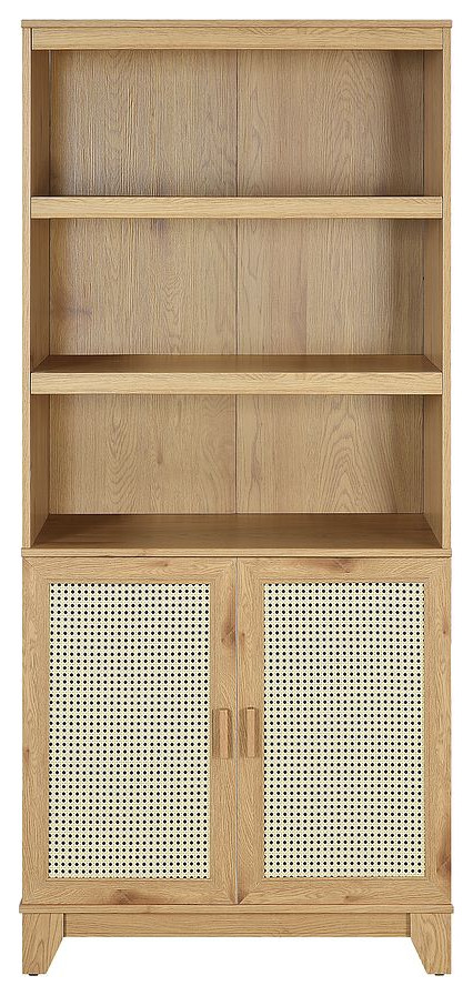 Sheridan Modern Cane Bookcase With Adjustable Shelves, Nature ...