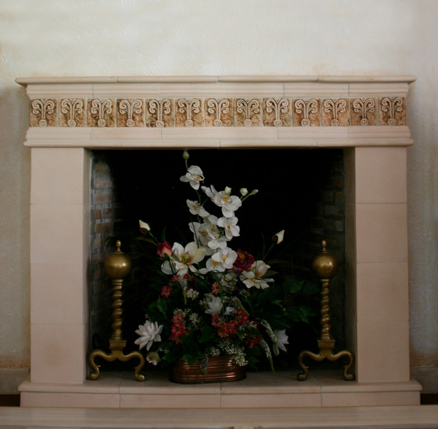 Architectural ceramics fireplace #3 rustic-living-room