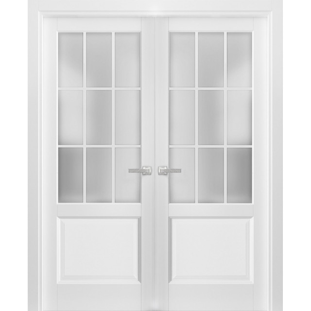 Solid French Double Doors Glass | Felicia 3309 Matte White | Wood -  Transitional - Interior Doors - by United Porte Inc | Houzz