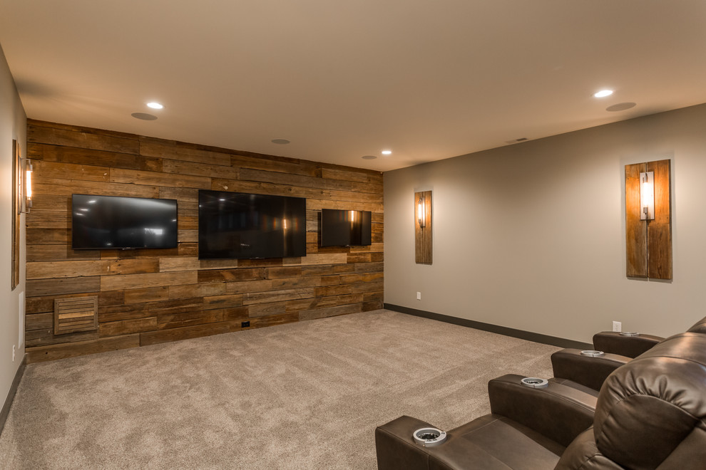 Photo of a transitional home theatre in Indianapolis.