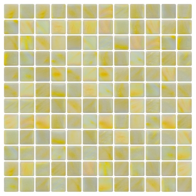 Lemon Yellow Iridescent Recycled Glass Tile Contemporary Wall 12 X12 Lemon Yellow Iridescent Recycled Glass Tile