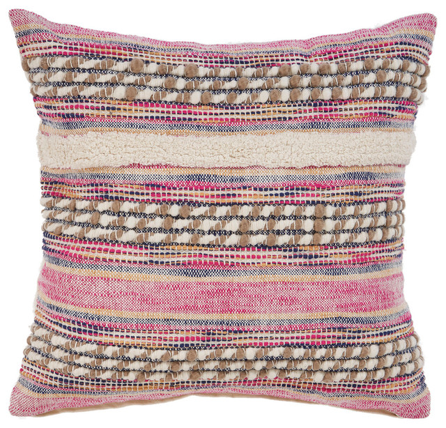 Multicolored Pink Striped Throw Pillow, Pink Striped Sofa Pillows