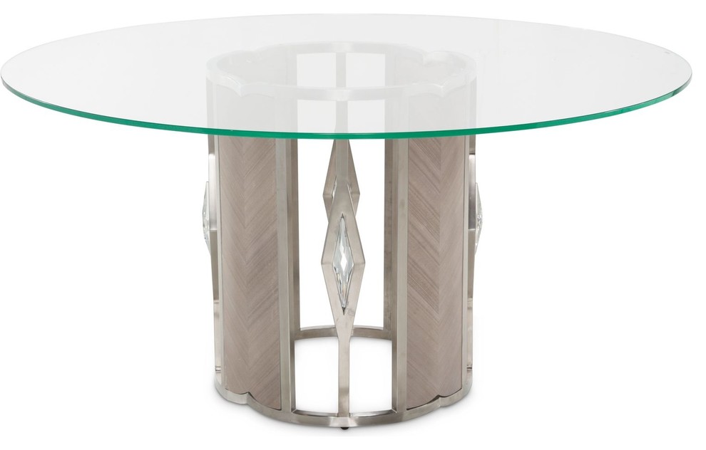 AICO Michael Amini Camden Court Round 60" Glass Top Dining Table