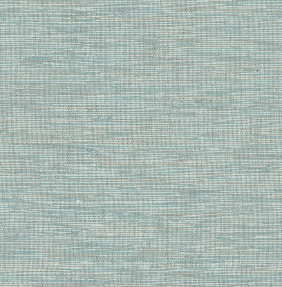 NUS3337 Tibetan Grasscloth Peel & Stick Wallpaper in Teal Blue, 20.5