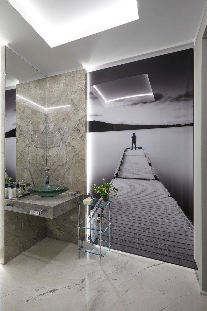 This is an example of a contemporary powder room in Moscow.