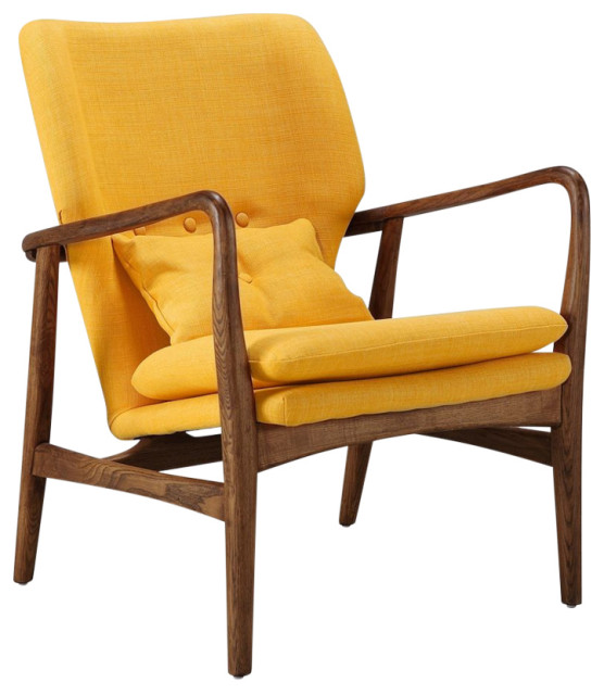 Manhattan Comfort Bradley Linen Weave Accent Chair, Single Midcentury