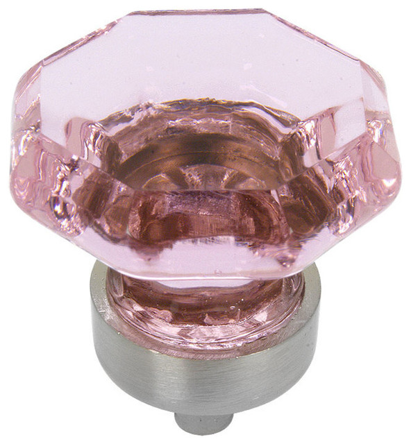 Cosmas Satin Nickel and Pink Glass Knob And Drawer