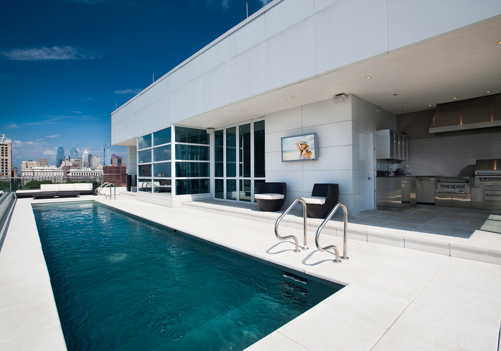 Photo of a modern lap pool in Philadelphia.
