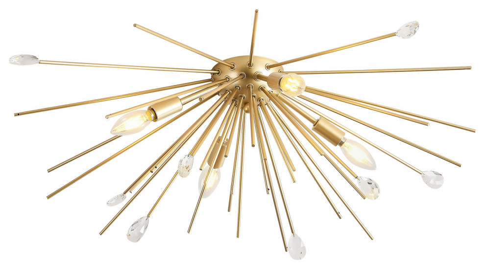 Estelle 4light Gold Sputnik Crystal Flush Mount Contemporary Flush
