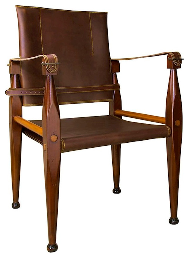 Authentic Models Bridle Leather Campaign Chair, Honey/Brown