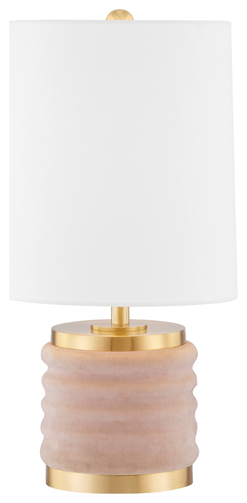 Mitzi Lighting HL561201 Bethany 1 Light Table Lamp in Aged Brass/Blush Combo