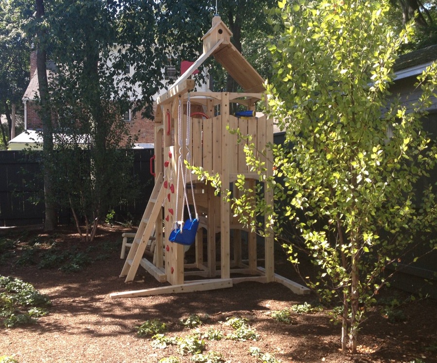Woodsy side yard for little ones to explore
