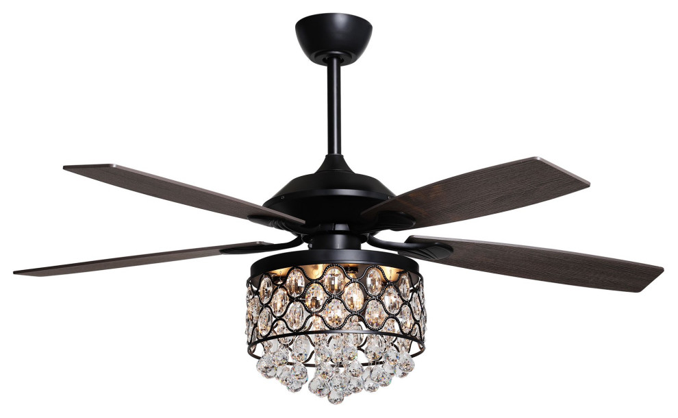 52 Crystal Chandelier Ceiling Fan with LED Light and Remote Control