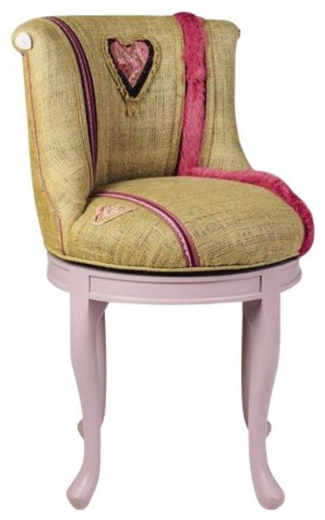 Vanity Chair in Burlap and Hearts - $500 Est. Retail - $300 on Chairish.com