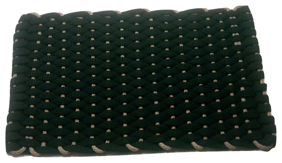 24"x38" Rockport Rope Mat, Black With Tan Insert, 38"x24