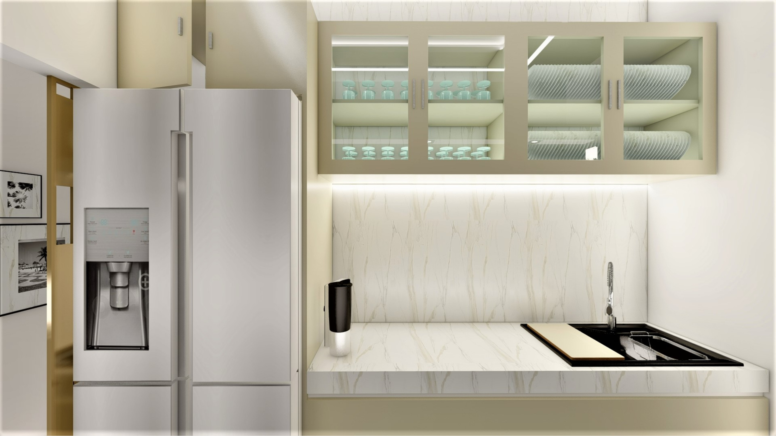 Contemporary Kitchen and Living Room with Chic Details in Farnham