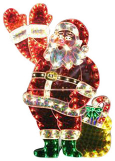  Holographic  Lighted Waving Santa Claus Christmas  Yard Art 