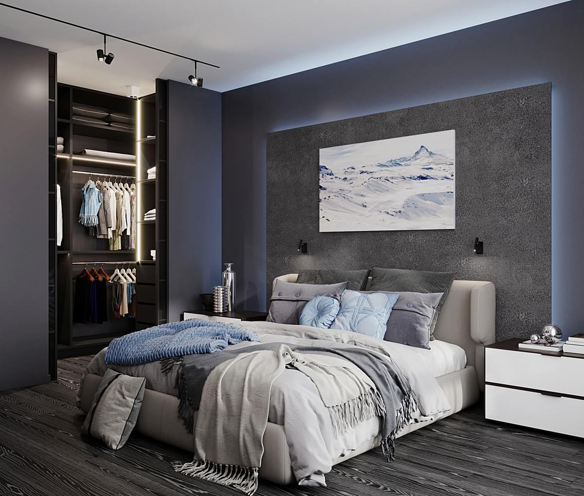 Интерьер квартиры в современном стиле, ЖК «Остров», 90 кв.м.