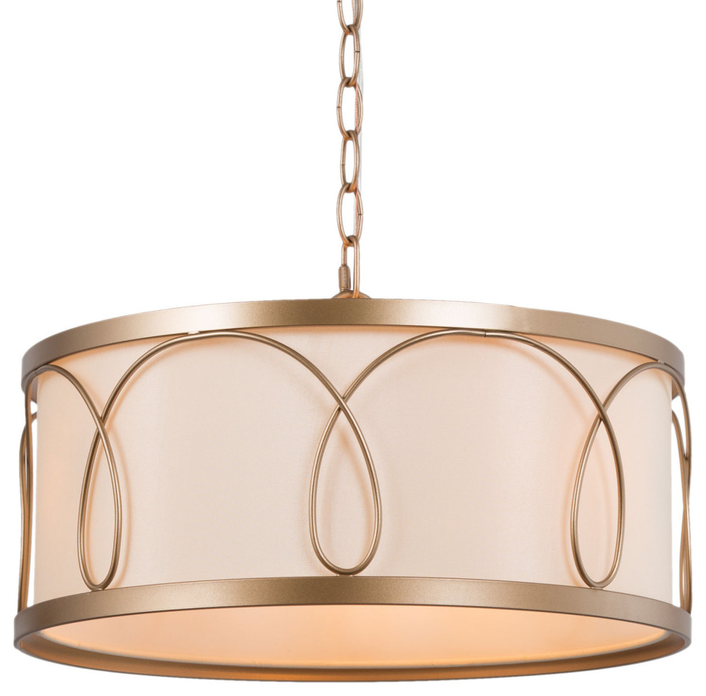 3Light Dark Gold with Fabric Modern/Contemporary Chandelier