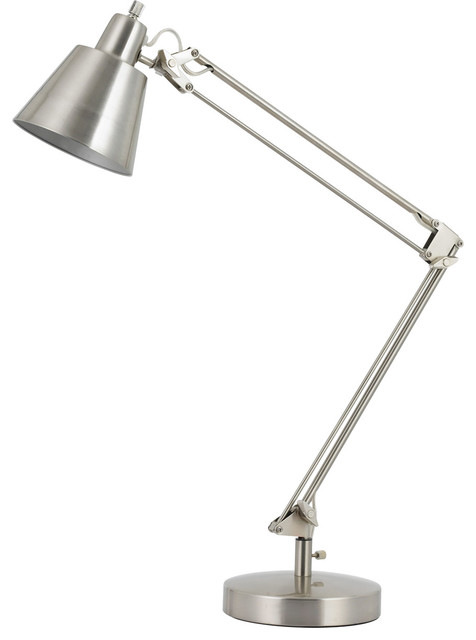 60W Udbina Desk Lamp with Adjusted Arms, Brushed Steel Finish, Brushed Steel