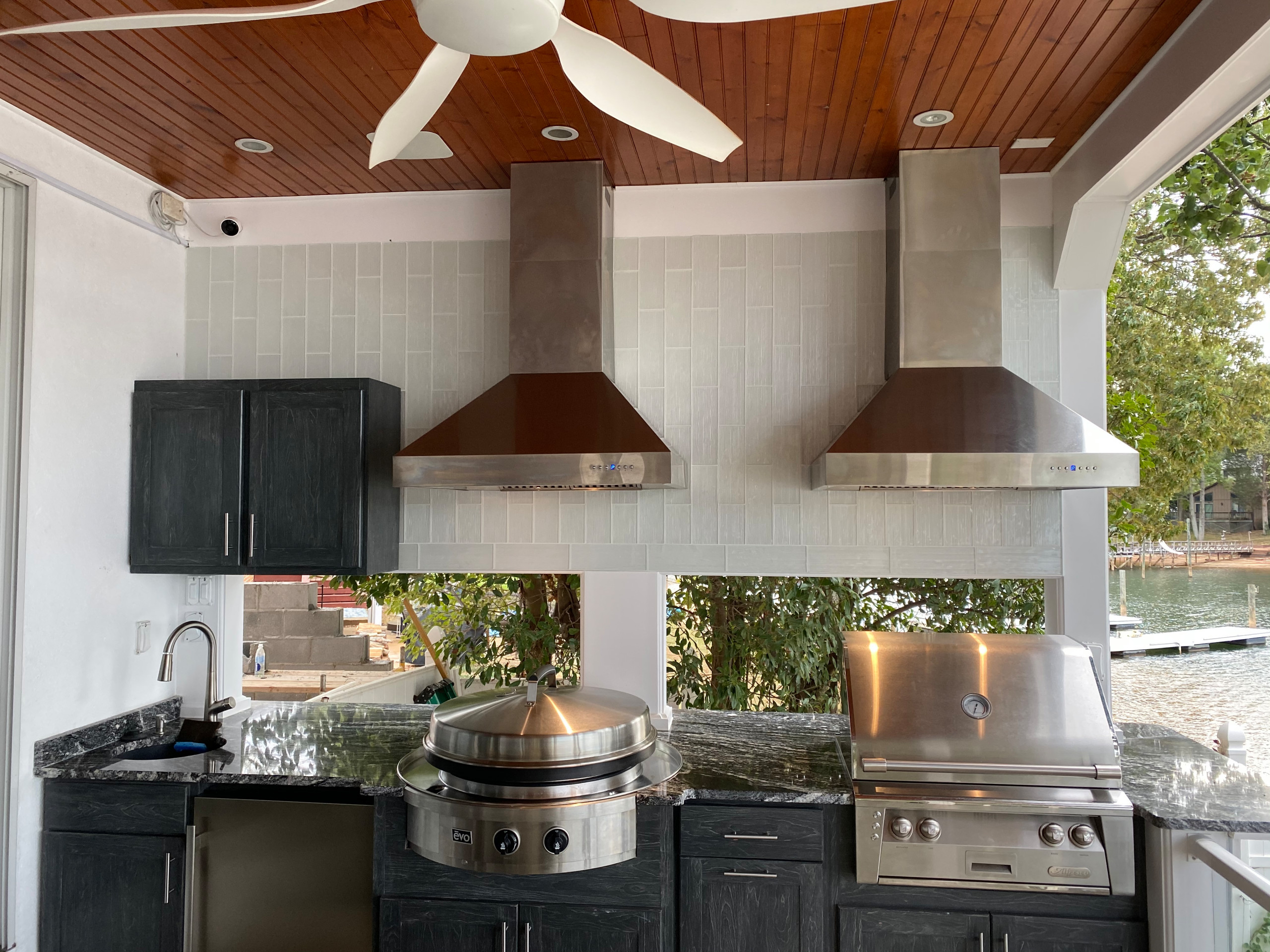 Outdoor Kitchens featuring a ZLINE Stainless Steel and Copper Outdoor Range Hood