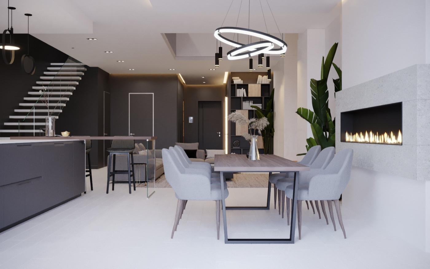 Кухня -столовая. Дизайн-проект таун-хауса в Новогорске