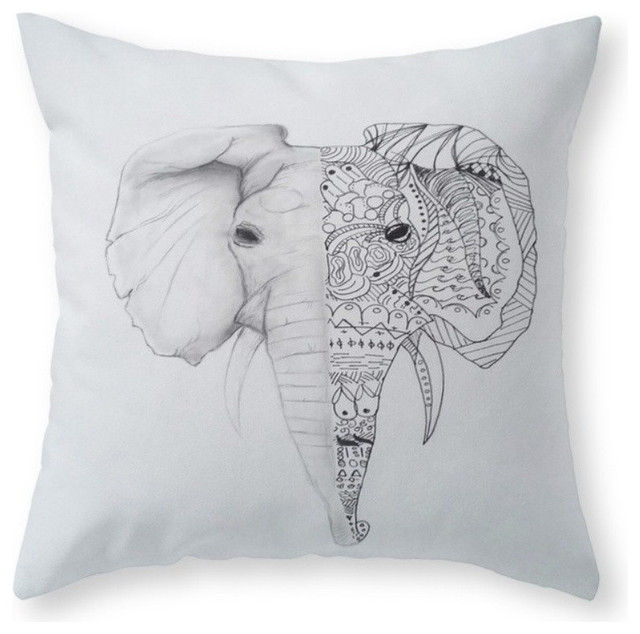 Zentangle Elephant Pillow Cover Tropical Decorative Pillows