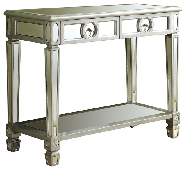 Monarch 38" Sofa Console Table in Mirrored finish with 2 Drawers