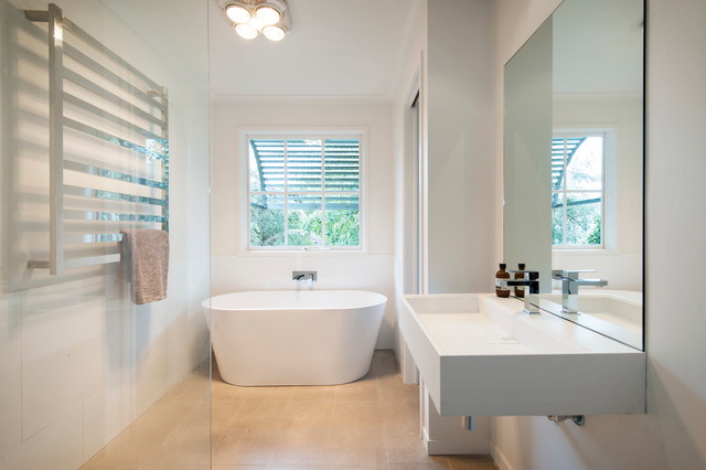 Renovation throughout contemporary-badrum