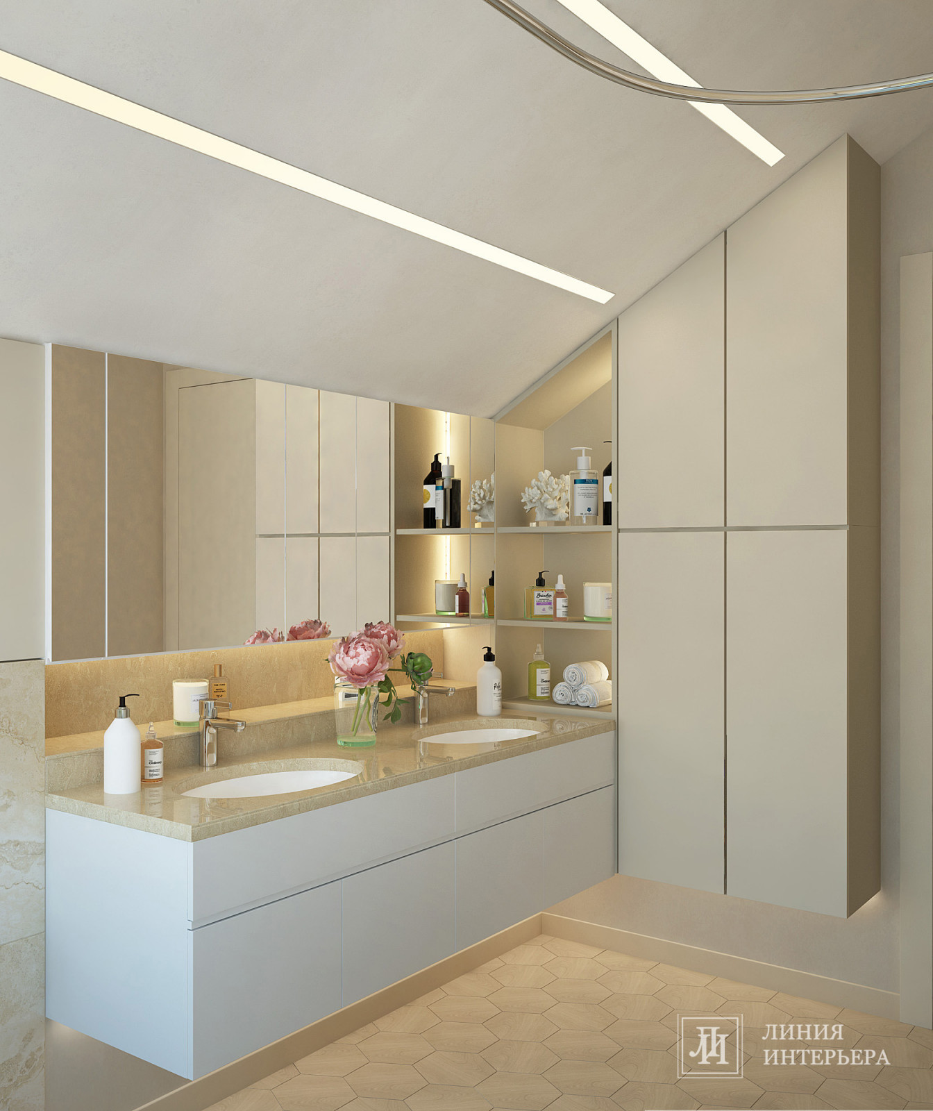 Дизайн ванной комнаты в мансарде