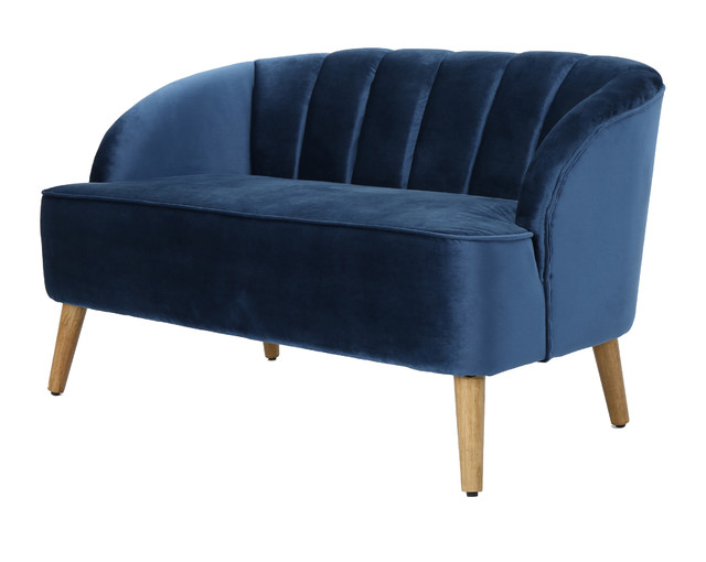 Scarlett Modern New Velvet Sofa Midcentury Sofas By Gdfstudio Scarlett Modern New Velvet Sofa Cobalt