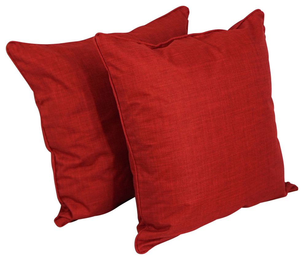 25" Double-Corded Polyester Square Floor Pillows With Inserts, Set of 2, Paprika
