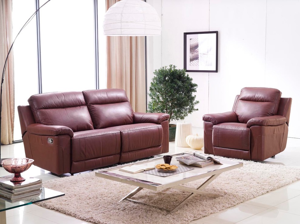 Isabella Italian Leather Reclining Sofa Set