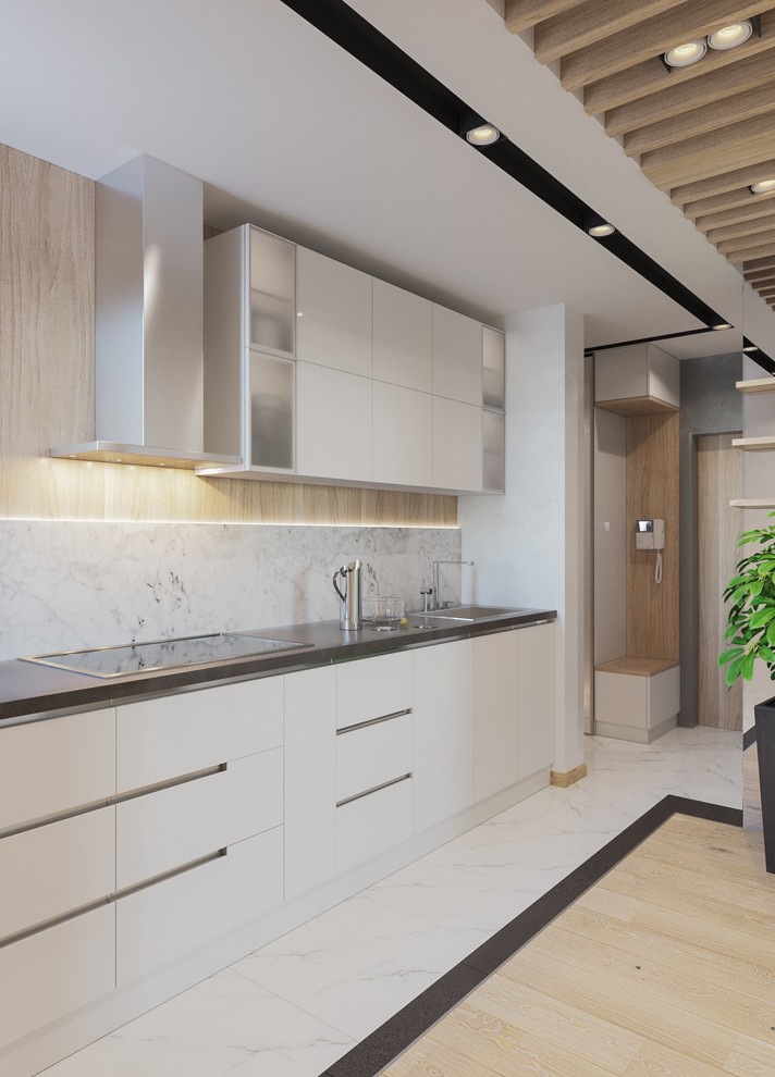 Визуализация кухни и гостинной в современном стиле для студии kv-design