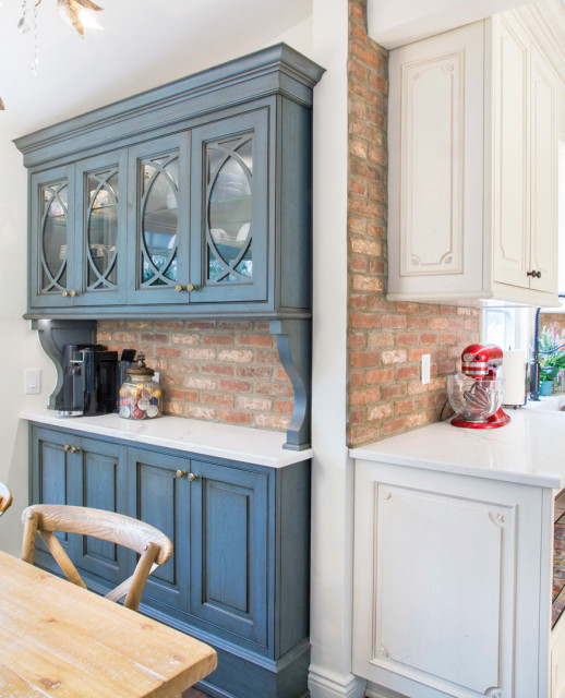 Classic White and Blue Kitchen in Leonia, NJ. Traditional Kitchen