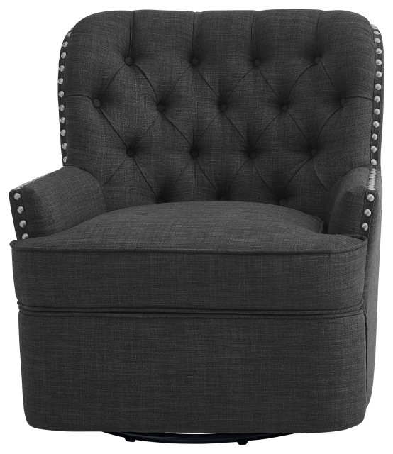 Abby Button Tufted Swivel Armchair Transitional Armchairs And Accent Chairs By Alton Furniture