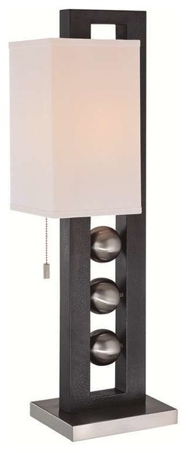 Lite Source Table Lamp, Polished Steel, Dark Brown