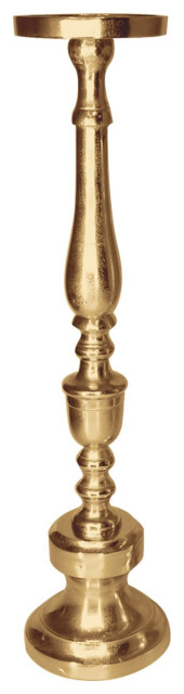 Megara Pillar Candle Stand, Aluminum Gold, Medium